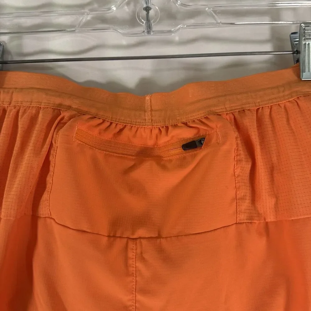 Nike Running Shorts Men's Large Neon Orange Elastic Waist Pull On Drawstring